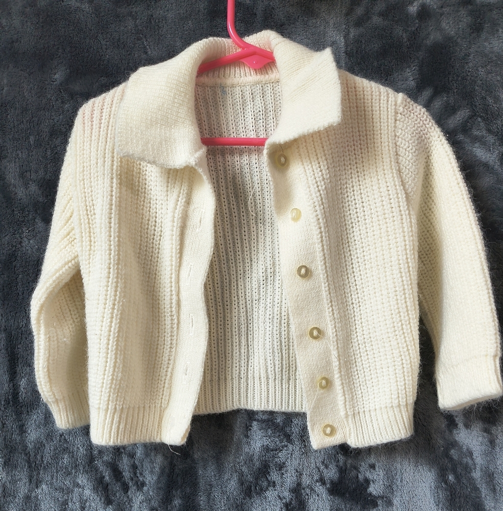 Cream Knit Kids Cardigan Vintage 24 Months